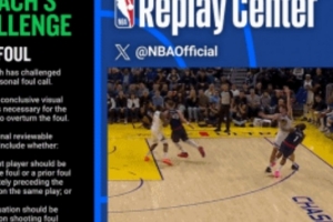哈登造波斯特三分犯规 勇士果断选择挑战并成功 改为中圈争球